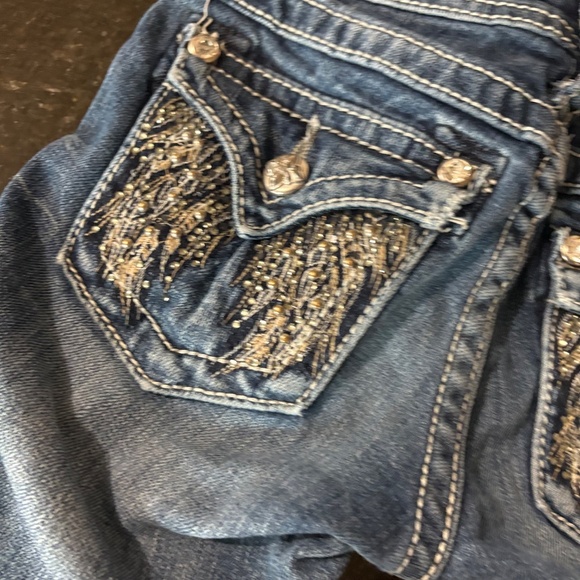 Girls Miss Me Jeans Shorts Rhinestone Angel Wings shorts SZ Kids 10 - Picture 9 of 14